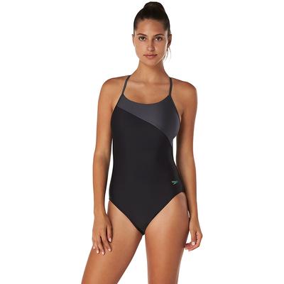 Speedo Asymmetrical Colorblock One-Piece Swimsuit Women's