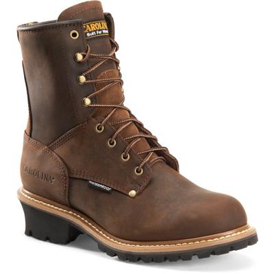 Carolina Elm 8-Inch Steel Toe Waterproof Logger Boots Men's