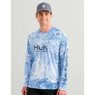 Huk Pursuit Mossy Oak Printed Long-Sleeve Crew Top Men's