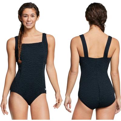 Speedo Pebble Texture Square Neck One Piece Swim Suit Women's